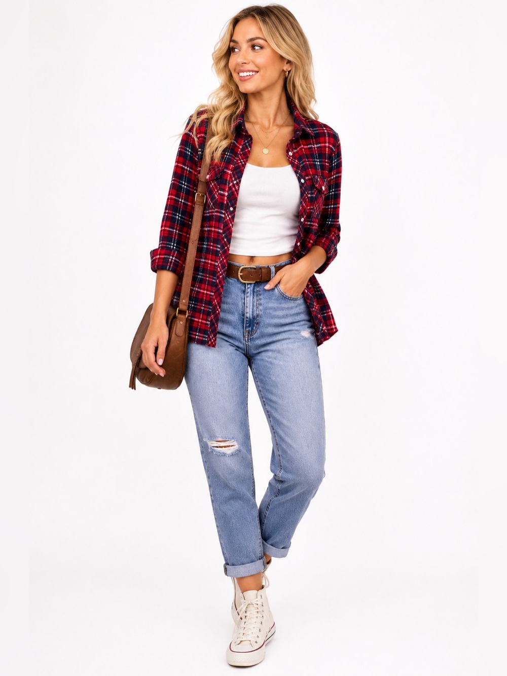 Original Weatherproof Vintage Red Plaid Button-Down Flannel Shirt Women’s Small